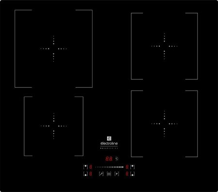 Electroline IHES4S61 piano cottura Nero Da incasso 60 cm Piano cottura a induzione 4 Fornello(i)